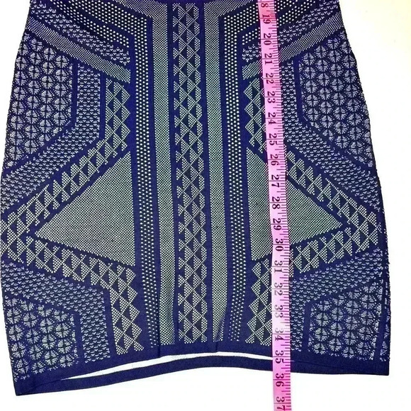 BCBG MAXAZRIA womens Stefanie Relief Jacquard Dress  Grey/navy Blue size Medium - Picture 4 of 7